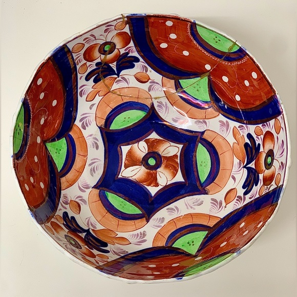 Early 19th Century Gaudy Welsh Oriental Hexagon Pattern Lustre Pedestal Bowl - Picture 4 of 16